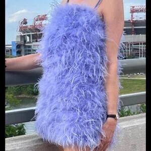 Purple feather mini dress partydress
